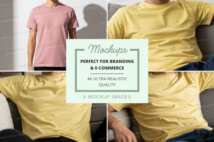 Yellow t-shirt mockup on mannequin casual display minimalist