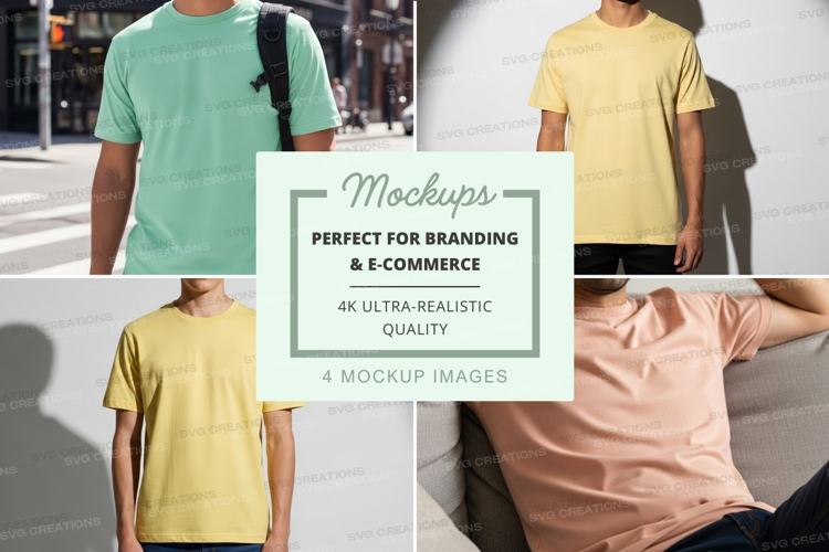 Man t-shirt mockup front back casual lifestyle urban