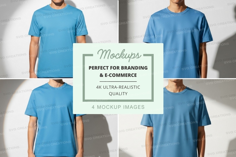 Blue t-shirt mockup on mannequin white background