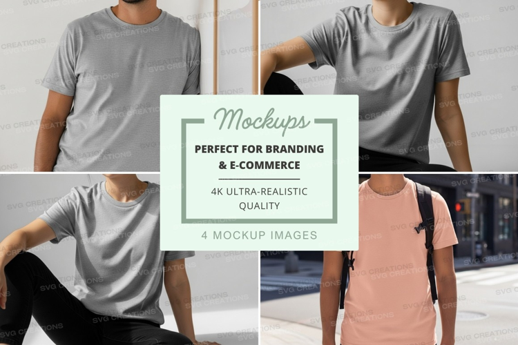 Man casual t-shirt mockup pose urban lifestyle minimalist