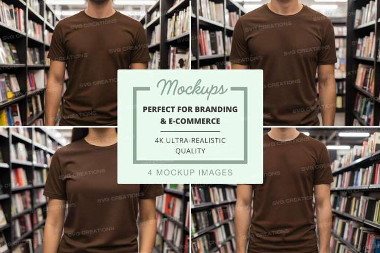 Blank t-shirt mockup in library minimal design