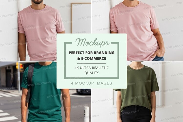 Man t-shirt mockup front back view urban outdoor example image 1