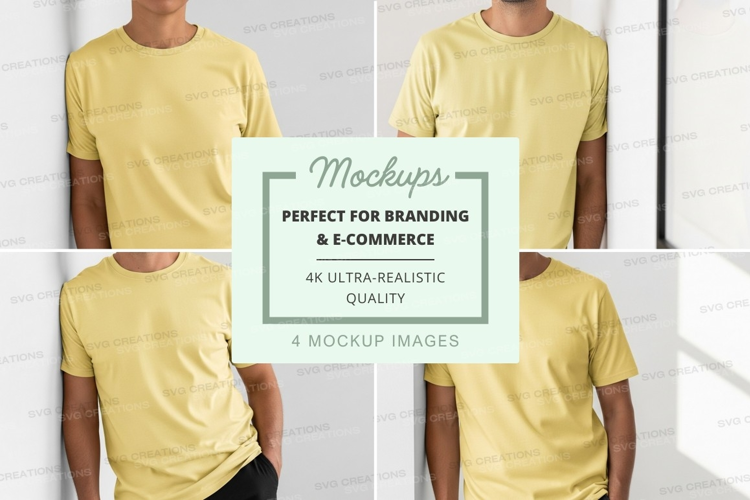 Yellow t-shirt mockup front back view minimalist design