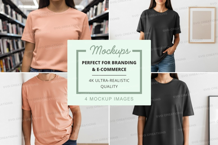 Woman t-shirt mockup library minimalist lifestyle