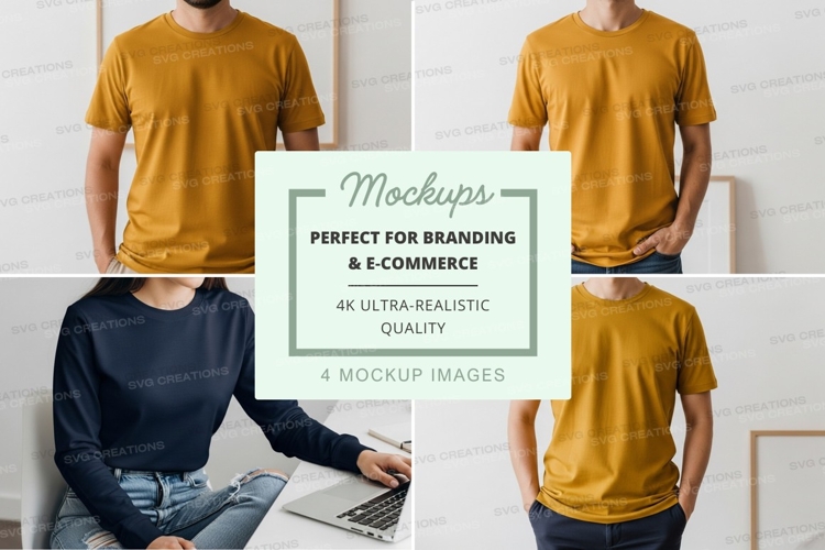 T-shirt mockup man casual indoor lifestyle minimalist