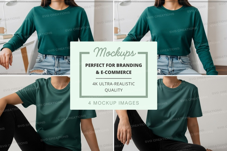 Woman green shirt mockup casual indoor lifestyle display