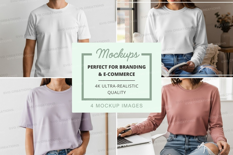 Woman t-shirt mockup lifestyle indoor natural light