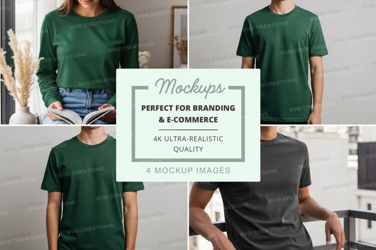 Green t-shirt mockup on mannequin and model display example image 1