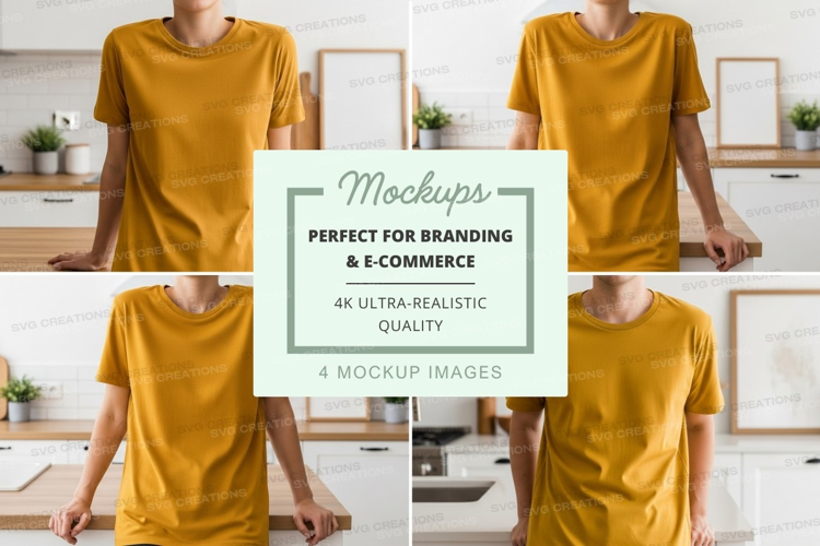 Blank yellow t-shirt mockup on mannequin minimalist display