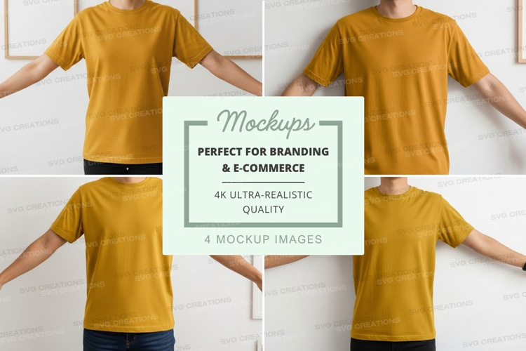Yellow t-shirt mockup front back view minimalist studio