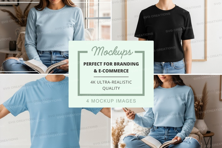 Woman reading book mockup casual lifestyle indoor natural li