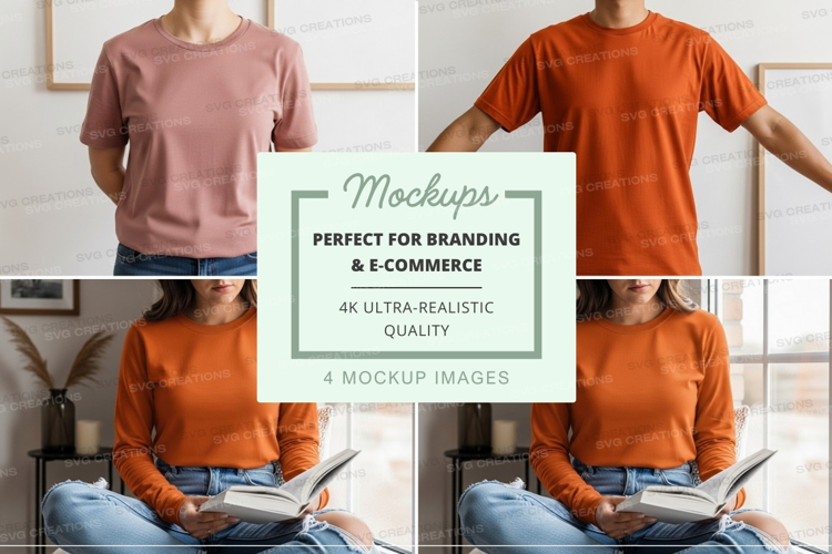 Woman t-shirt mockup front back view minimalist studio