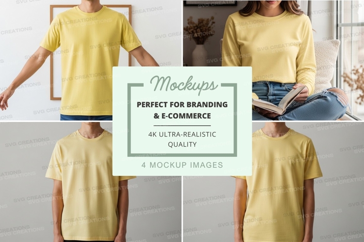 Yellow t-shirt mockup front back view minimal design
