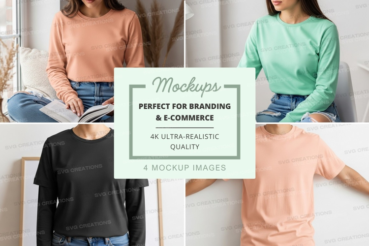 Woman t-shirt mockup casual lifestyle indoor minimalist