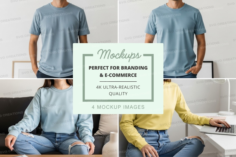 Casual couple mockup on couch in home office setting