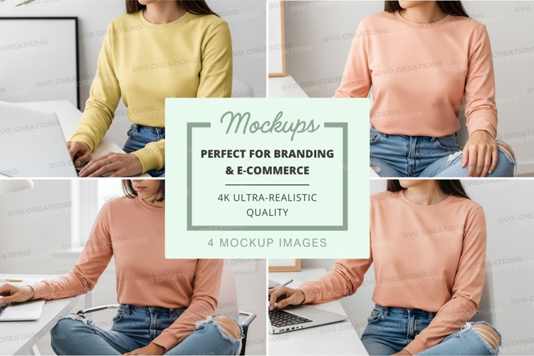 Women using laptop mockup casual workspace minimalist
