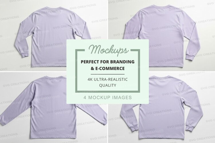 Blank white long sleeve shirt mockup front back view example image 1