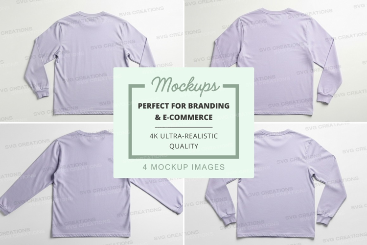 Blank white long sleeve shirt mockup front back view