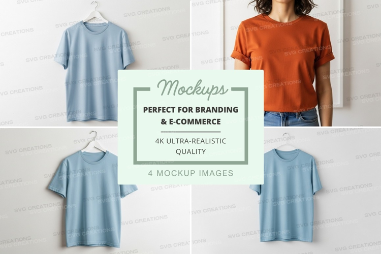 Women's t-shirt mockup on hanger minimalist design