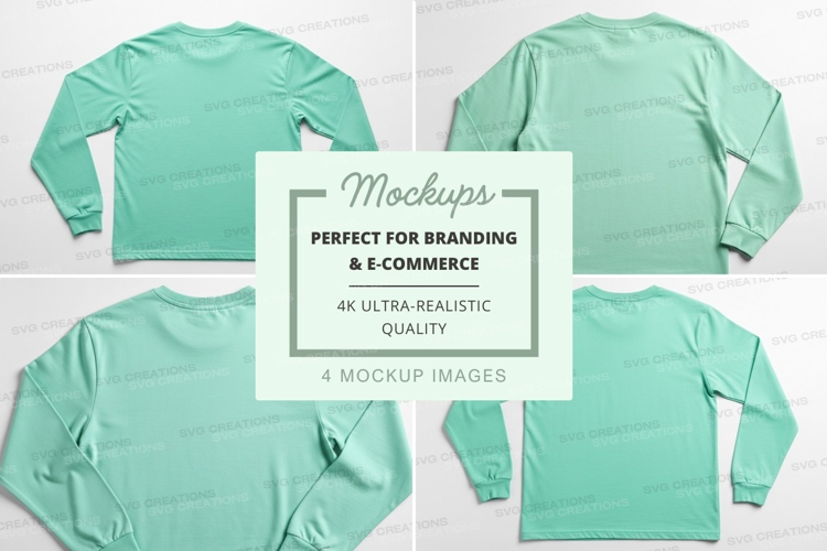 Mint green long sleeve shirt mockup flat lay minimal