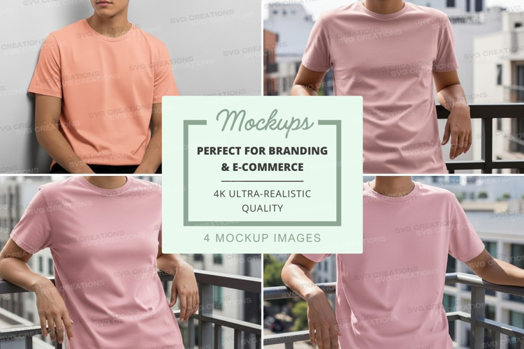 Pink t-shirt mockup on mannequin urban outdoor display