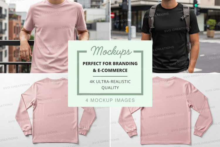 Pink long sleeve shirt mockup on mannequin outdoor display