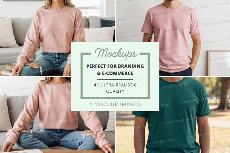 Couple mockup sitting on couch in cozy living room