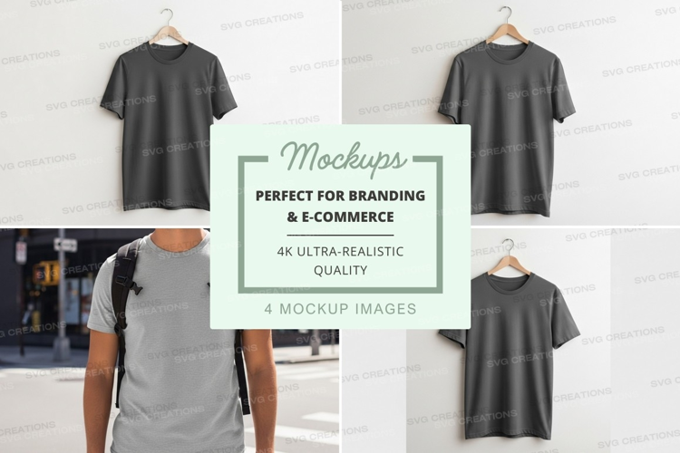 Blank gray t-shirt mockup on hanger minimalist display