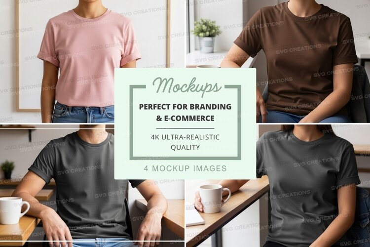 T-shirt mockup on mannequin and model in kitchen example image 1