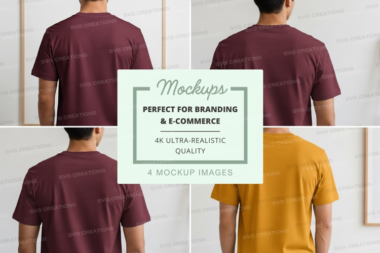 Men casual t-shirt mockup back view minimalist design