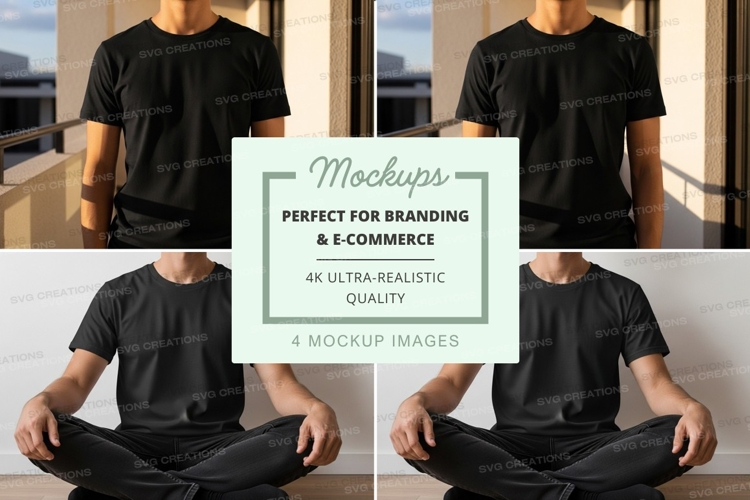 Black Tshirt Mockup Image 4