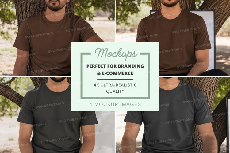 Male models casual tshirts mockup outdoor natural light example image 1