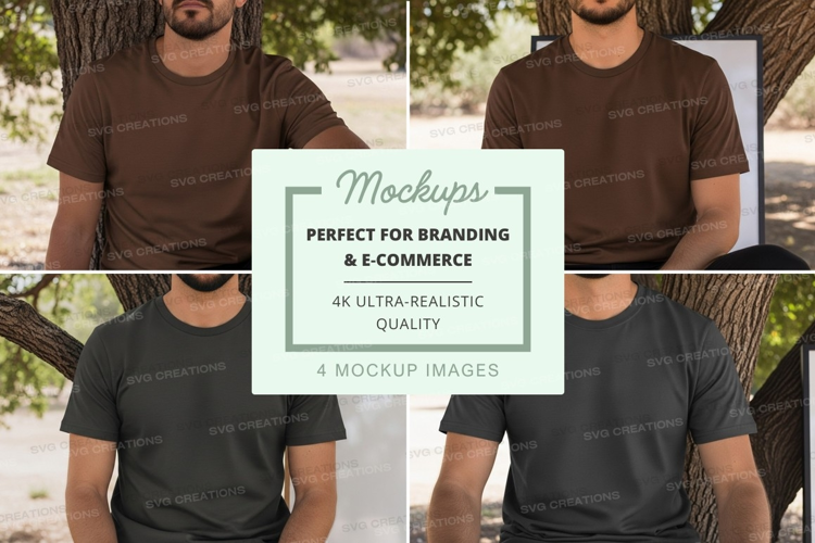Male models casual tshirts mockup outdoor natural light