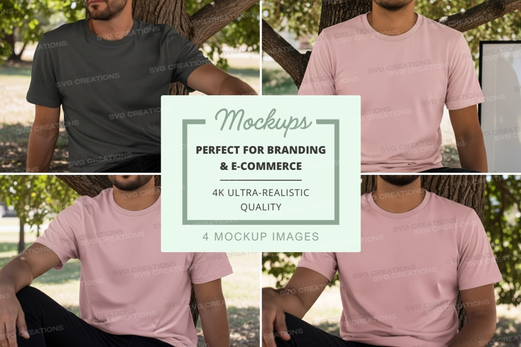 Men wearing blank pink t-shirts mockup outdoor sunny