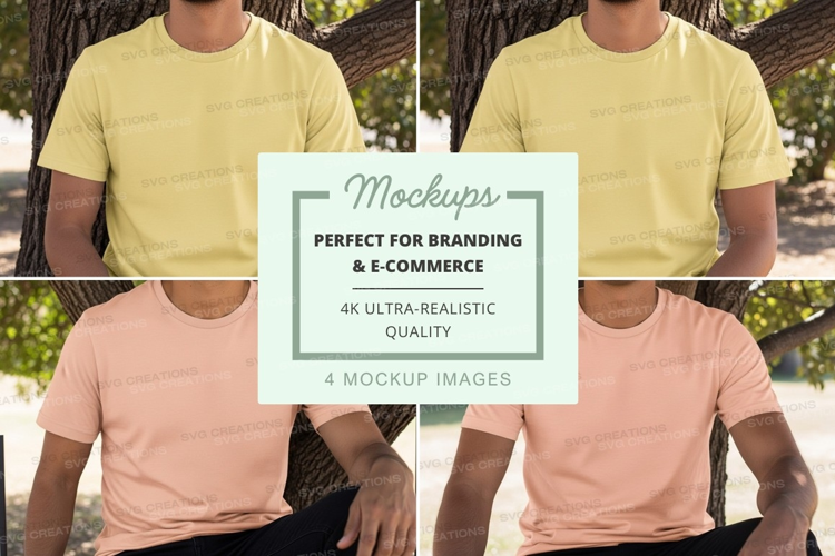 Two men mockup t-shirts casual outdoor lifestyle display