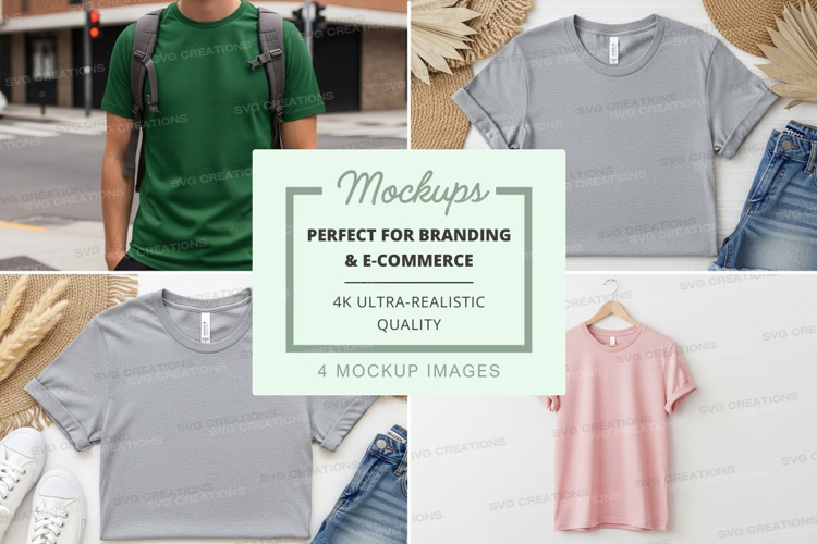 Blank t-shirt mockup on hanger and model outdoor casual wear