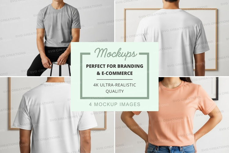 Man t-shirt mockup front back view minimal design