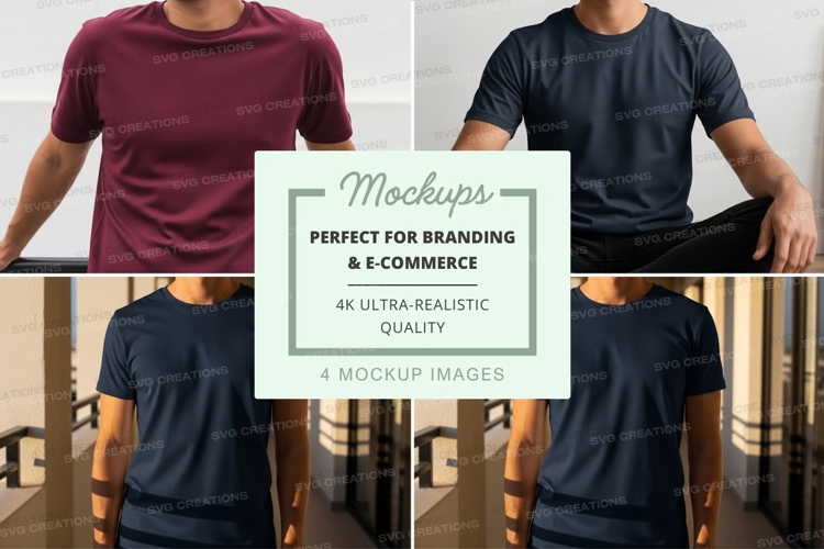 Man in t-shirt mockup studio pose white background
