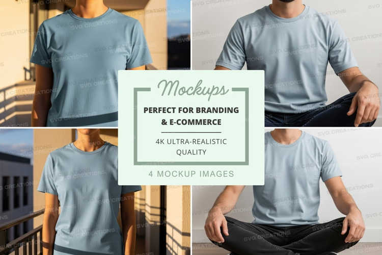 Man gray t-shirt mockup yoga pose stairs minimalist