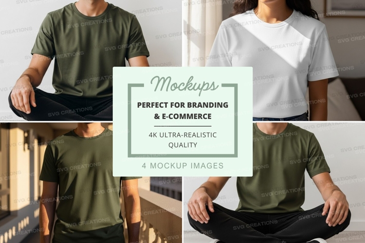 Woman and man t-shirt mockup minimalist lifestyle
