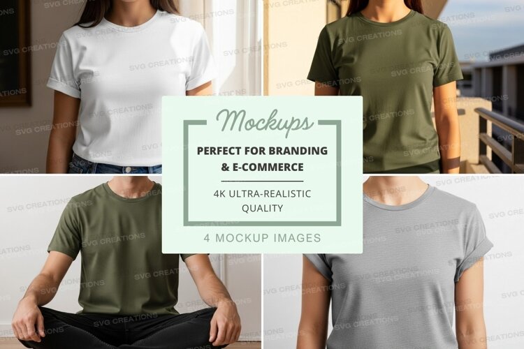 Blank t-shirt mockup on model outdoor casual lifestyle example image 1