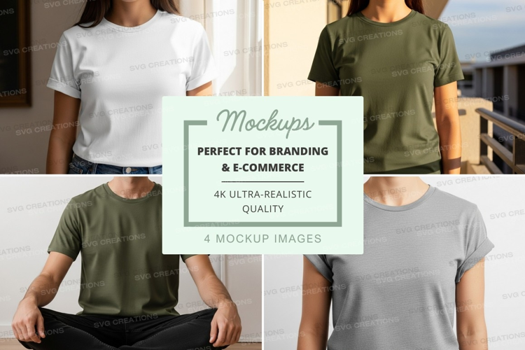 Blank t-shirt mockup on model outdoor casual lifestyle