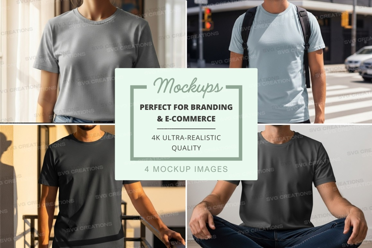 Casual men walking city street mockup tshirt