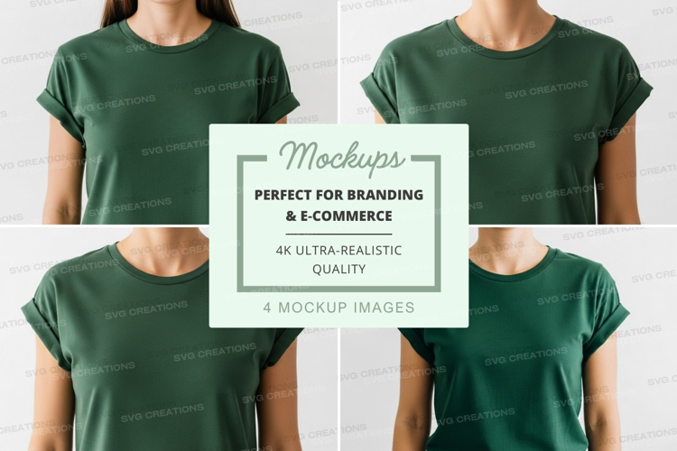 Green t-shirt mockup front back view minimalist design