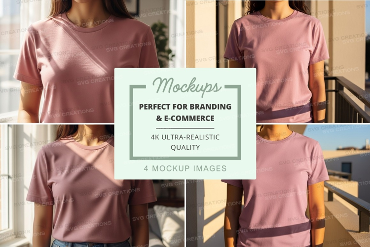 Pink t-shirt mockup on mannequin indoor display