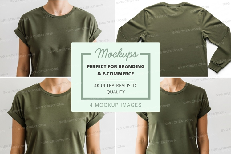 Green t-shirt mockup front back view minimal design