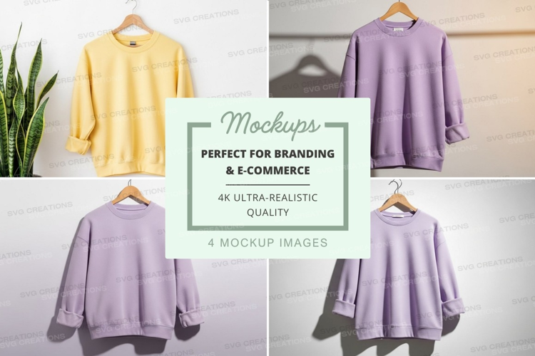 Women's sweatshirt mockup on hanger minimalist display