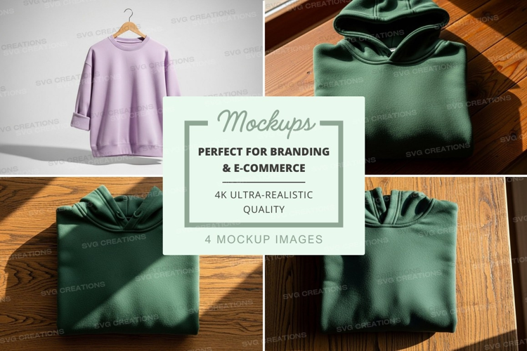 Green hoodie mockup on wooden hanger display minimalisthoodi