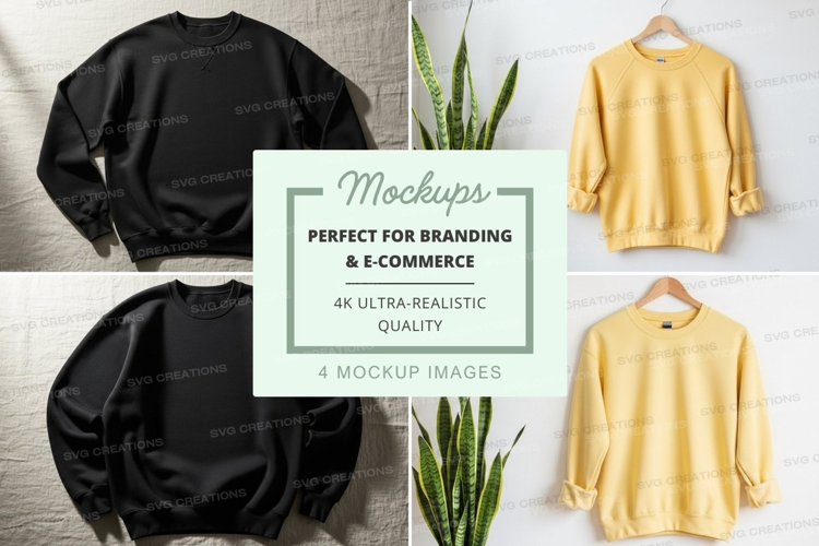 Minimalist sweatshirt mockup on hanger with plant backdrop