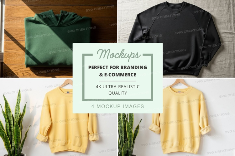 Minimalist sweater mockup on hanger with plants